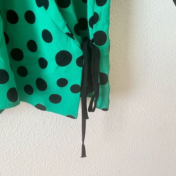 Zara Green Polka Dot Tie Blouse size M - Picture 4 of 9